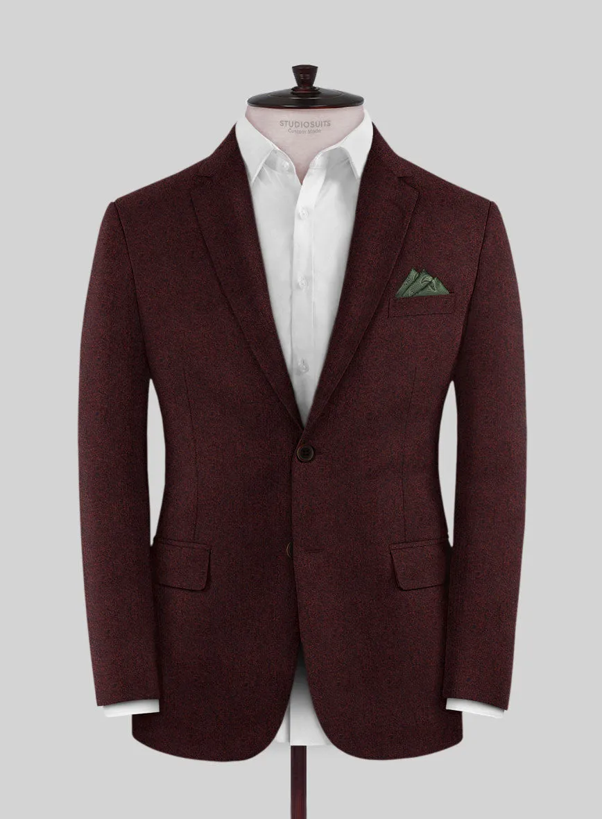 Italian Miteo Wine Herringbone Wool Jacket