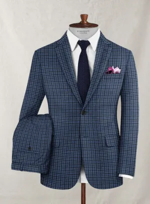 Italian Murano Amila Blue Wool Linen Suit