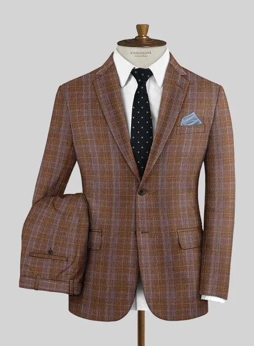 Italian Murano Eduado Brown Wool Linen Suit
