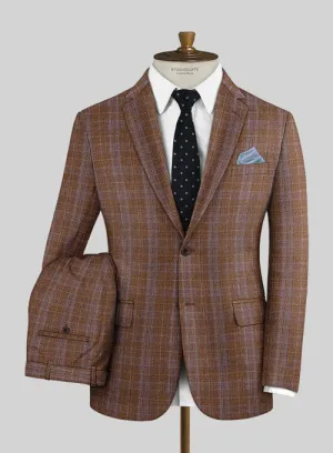 Italian Murano Eduado Brown Wool Linen Suit