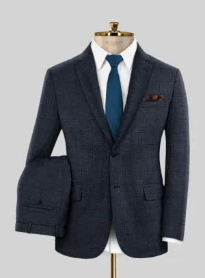 Italian Murano Ili Blue Wool Linen Silk Suit