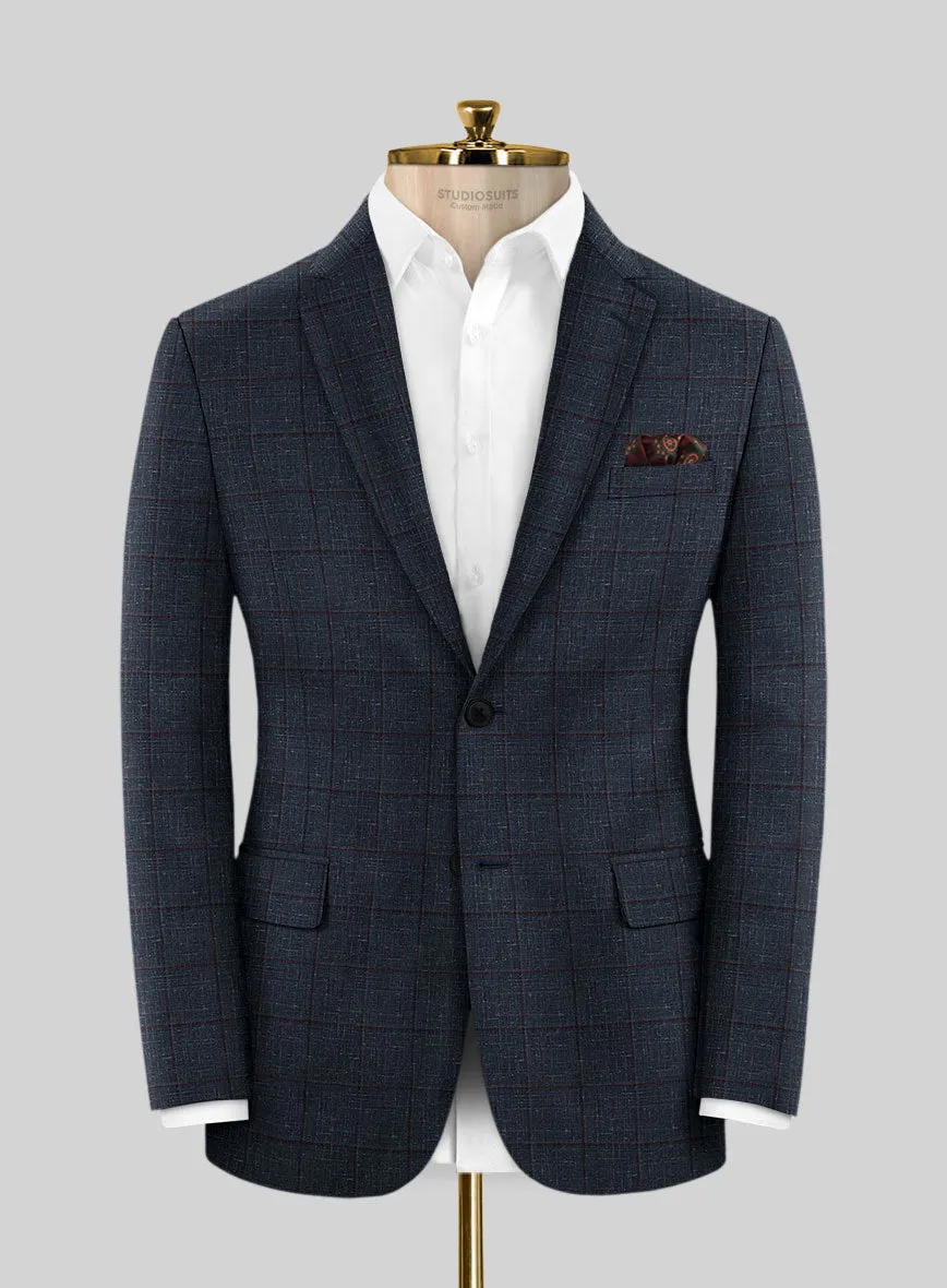 Italian Murano Ili Blue Wool Linen Silk Suit