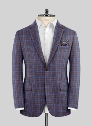 Italian Murano Moque Checks Wool Linen Jacket