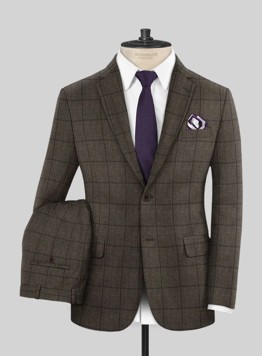 Italian Murano Paleno Brown Wool Linen Suit