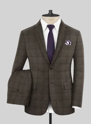 Italian Murano Paleno Brown Wool Linen Suit