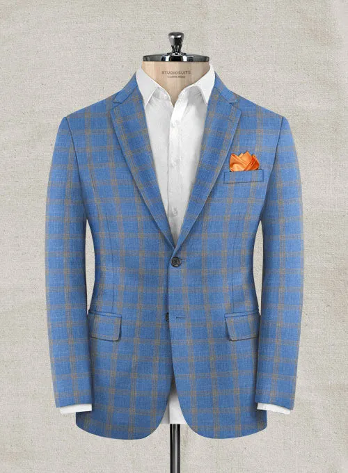 Italian Murano Tristo Blue Wool Linen Jacket