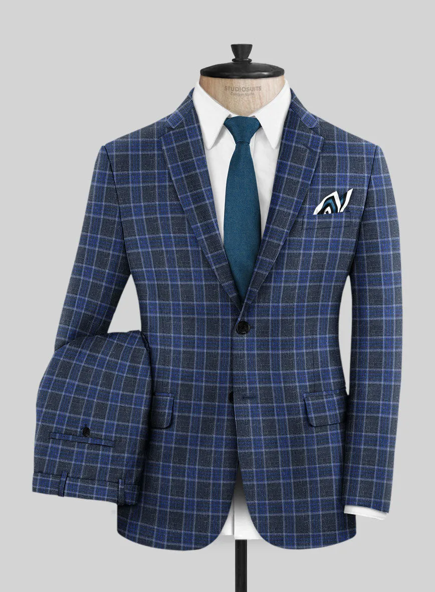 Italian Narodo Blue Wool Suit