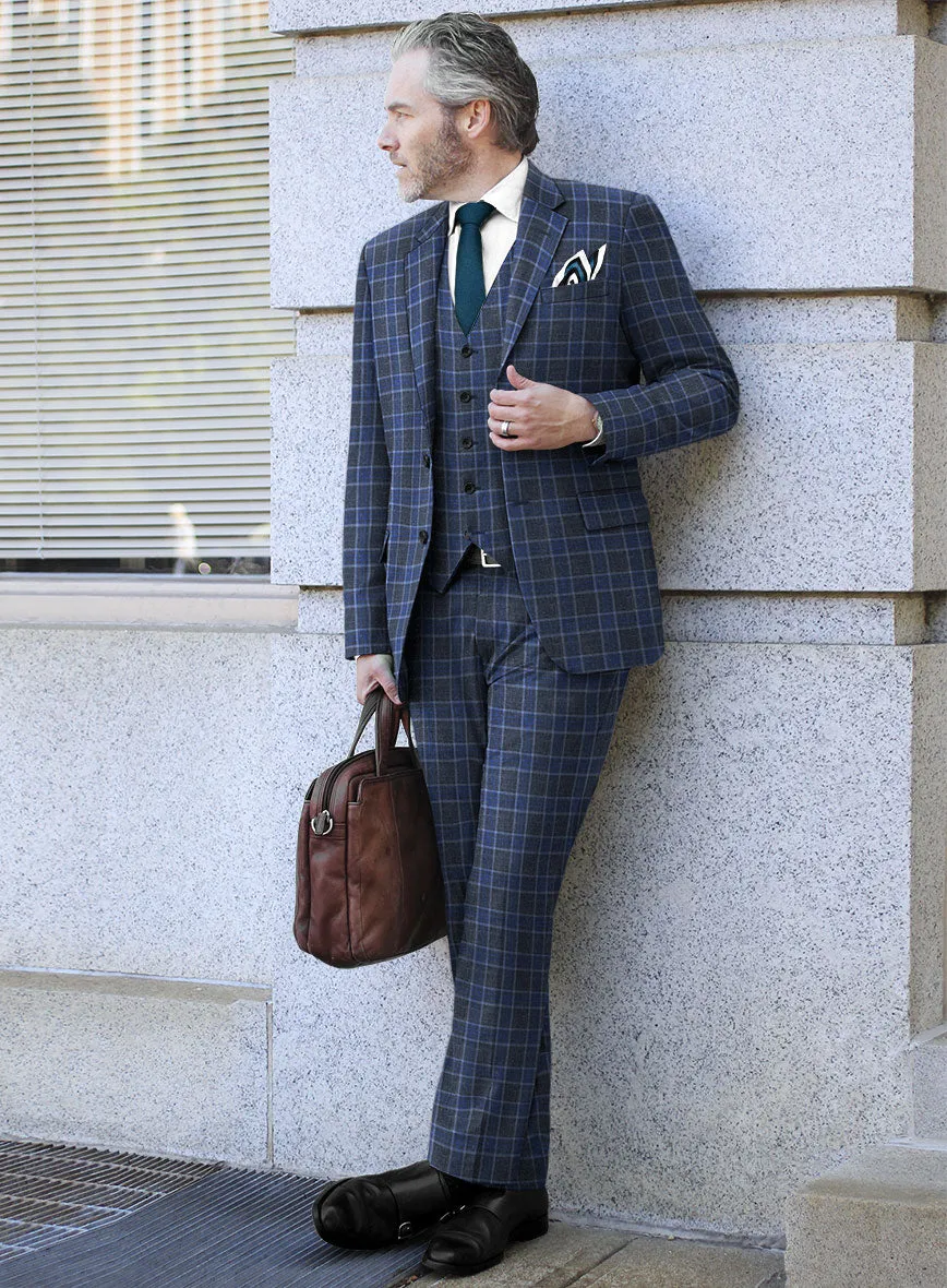 Italian Narodo Blue Wool Suit