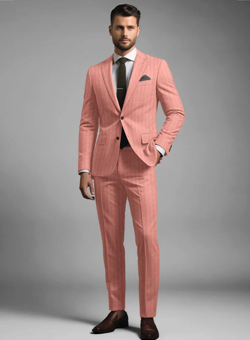 Italian Pink Herringbone Flannel Suit