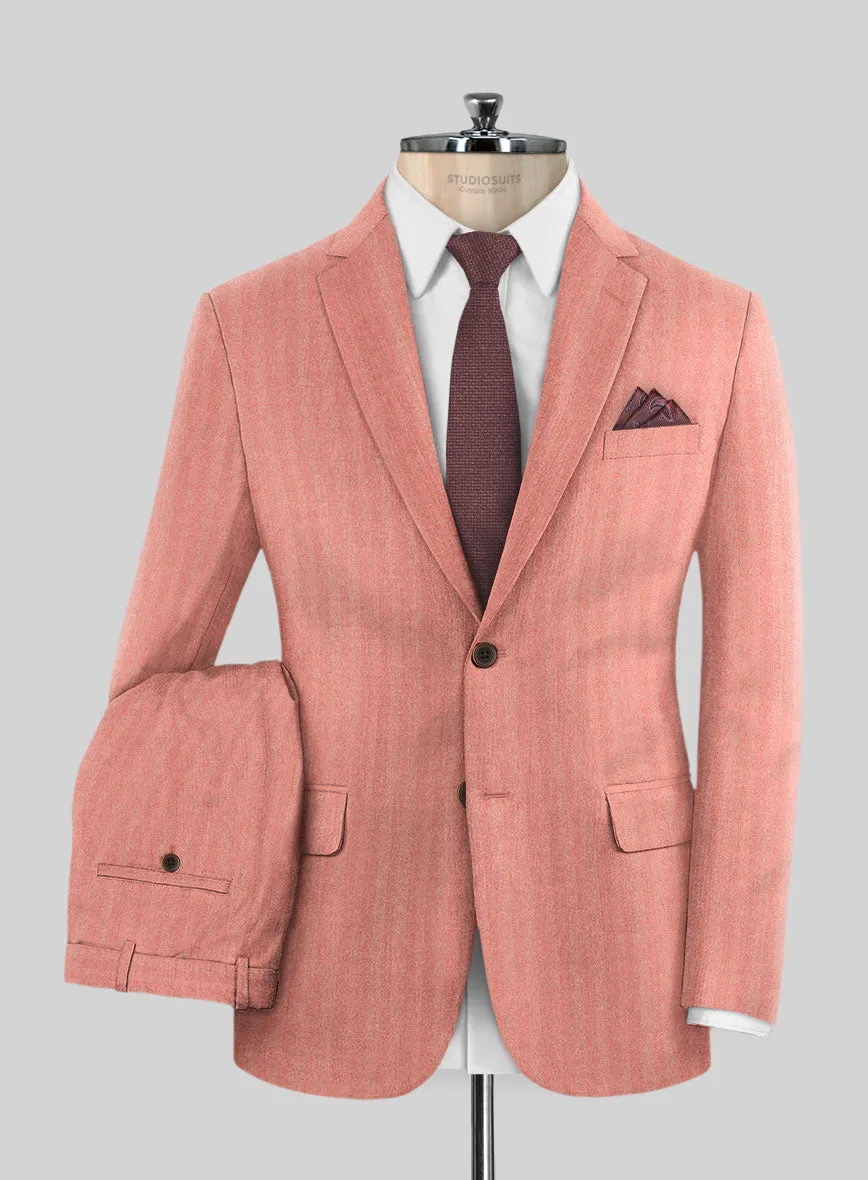 Italian Pink Herringbone Flannel Suit