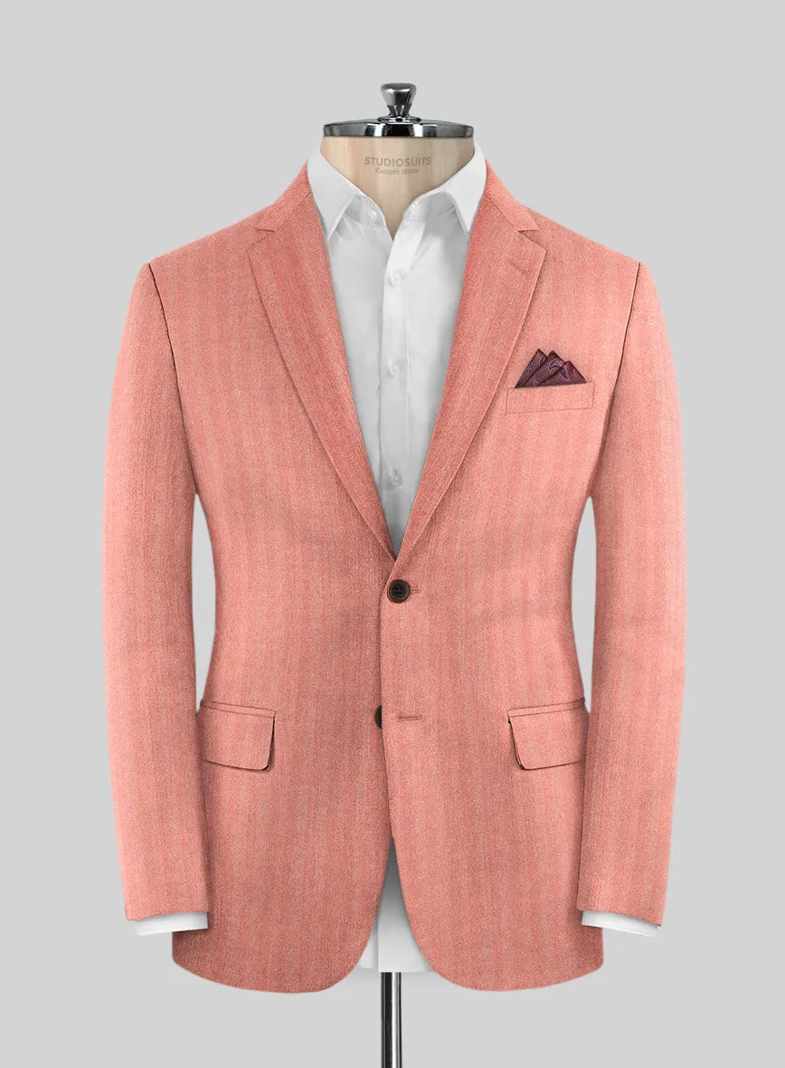 Italian Pink Herringbone Flannel Suit