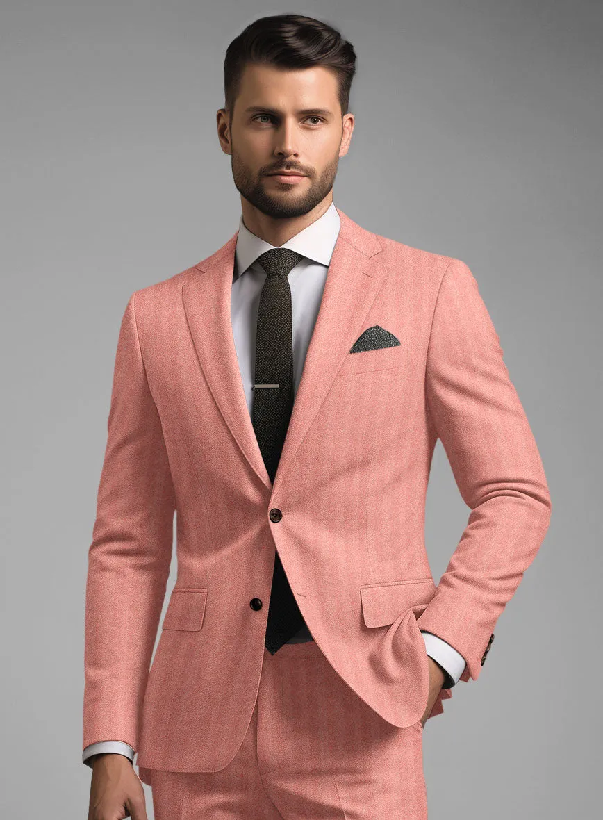 Italian Pink Herringbone Flannel Suit