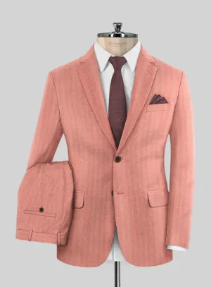Italian Pink Herringbone Flannel Suit