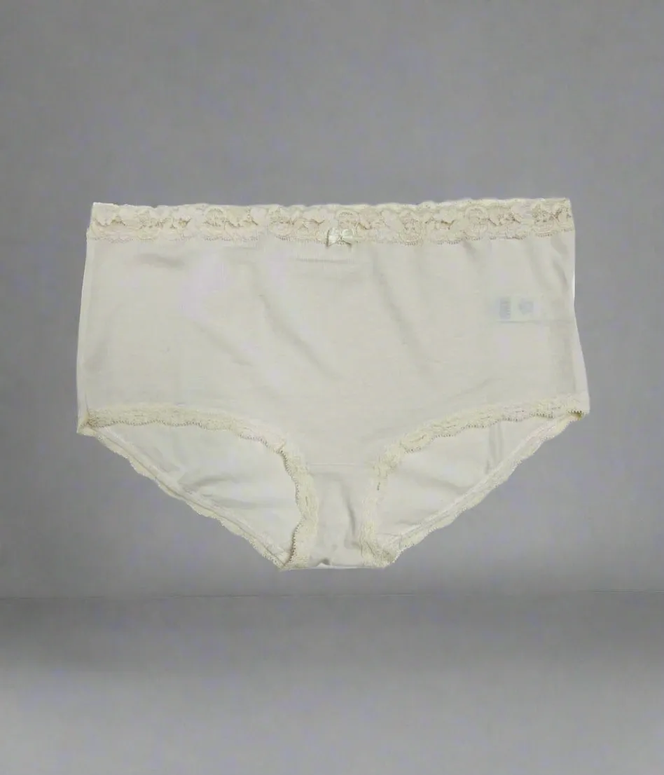 Ivory 3 Pack Lace Trim Midi Briefs