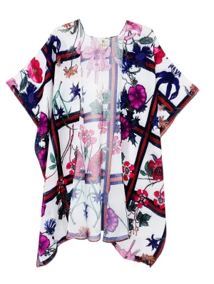 JC062731 Multi Morning Glory Flower Kimono