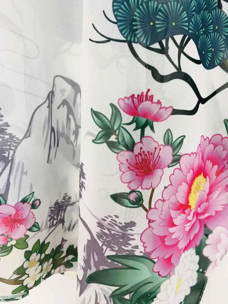 JC070932 Peony & Crane Kimono