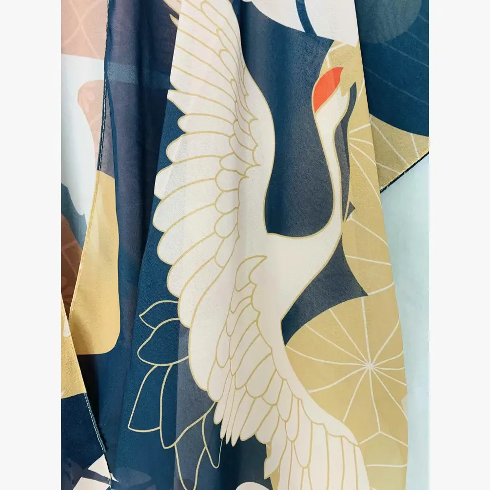 JC070938 Japanese Crane Kimono