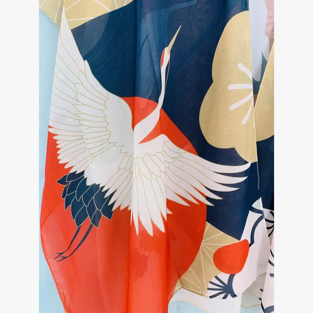 JC070938 Japanese Crane Kimono