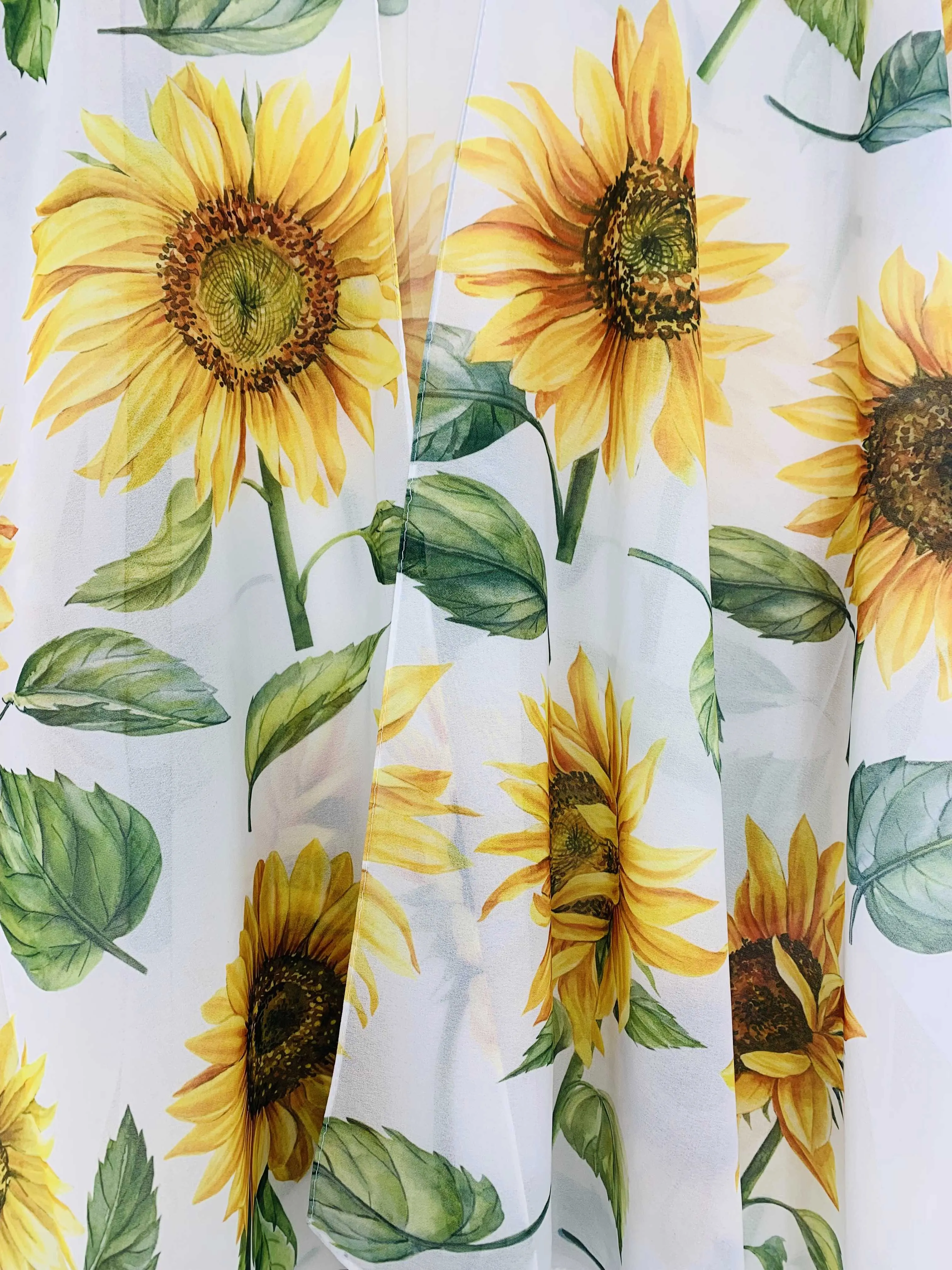 JC070946-W White-Yellow Sunflower Kimono