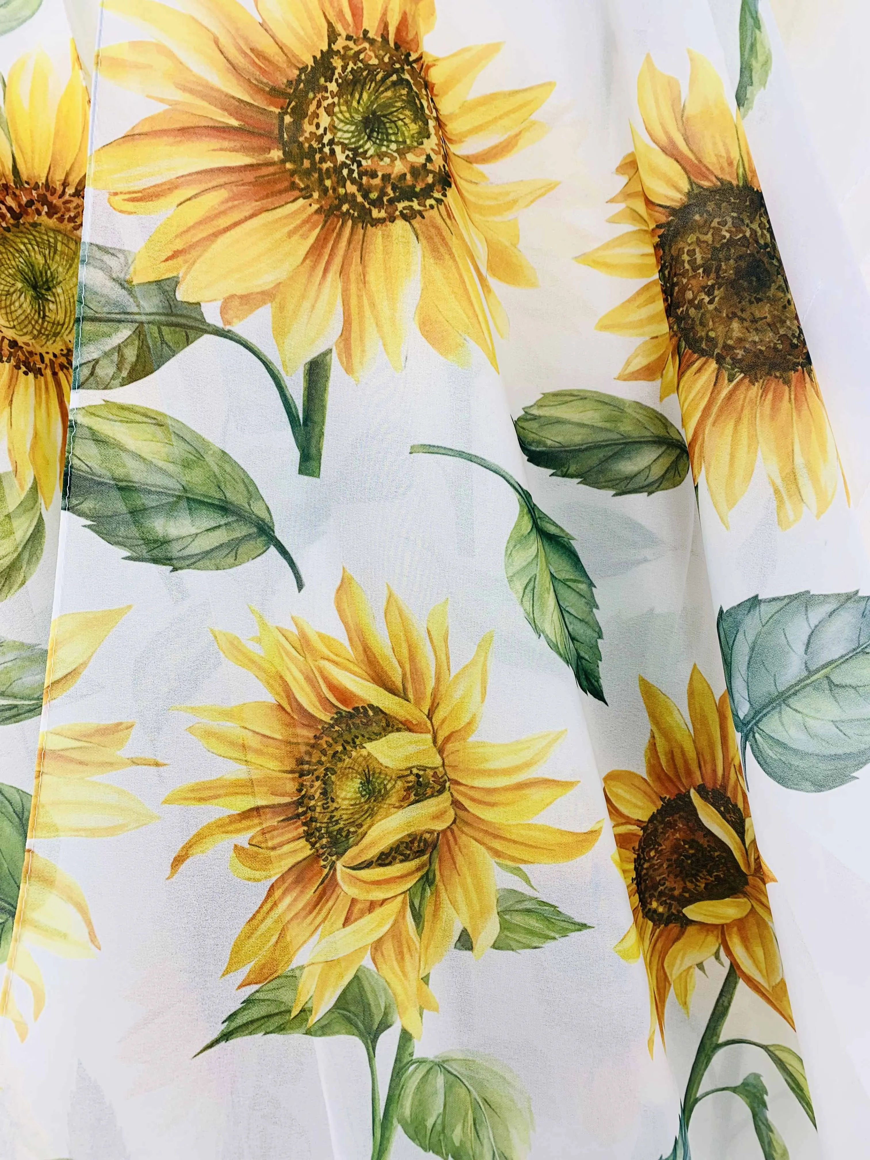 JC070946-W White-Yellow Sunflower Kimono