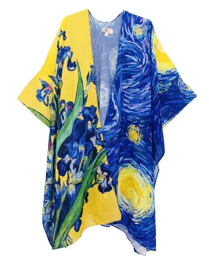 JC071024 Blue-Yellow Iris & Starry Night Kimono