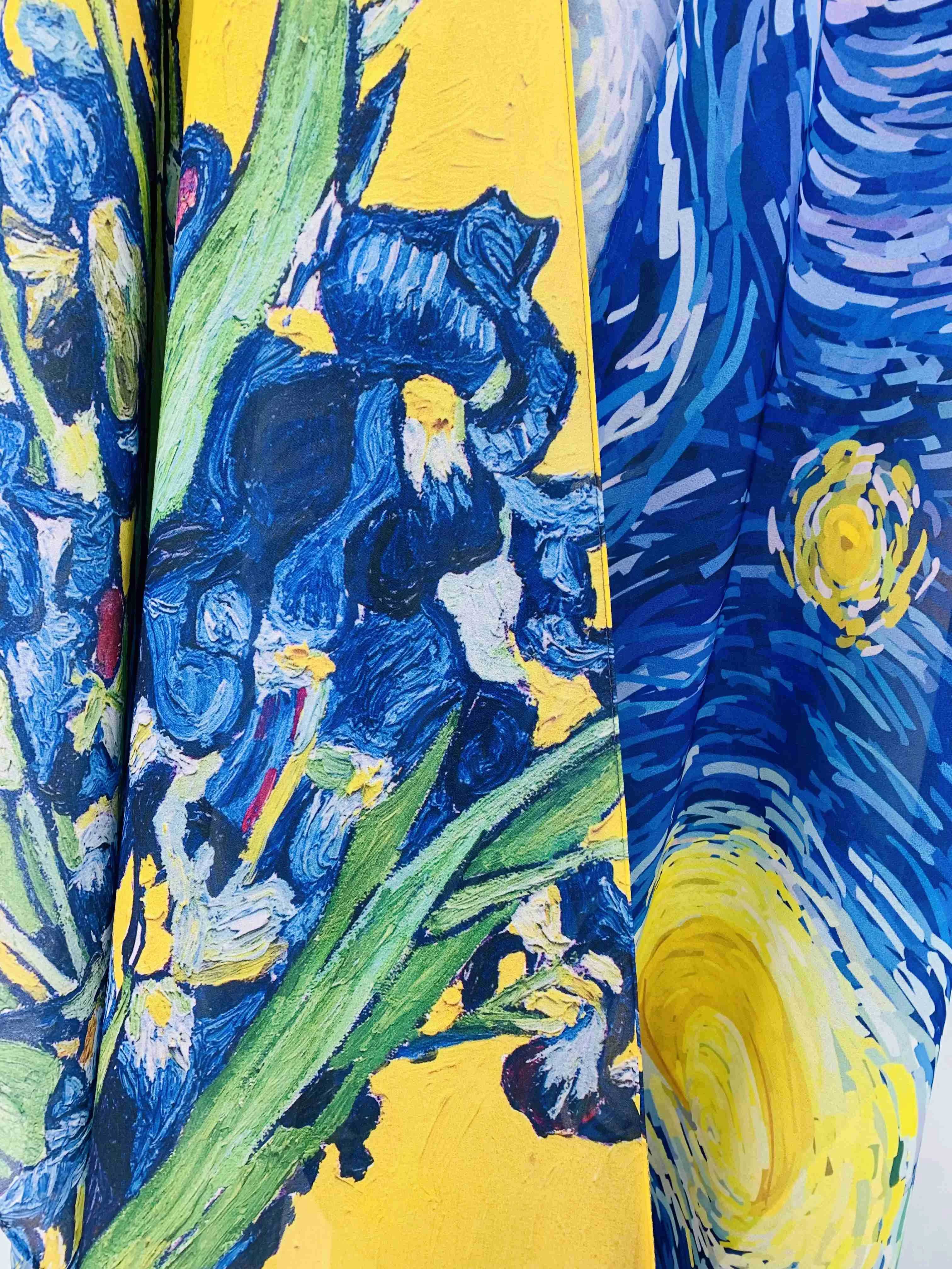 JC071024 Blue-Yellow Iris & Starry Night Kimono