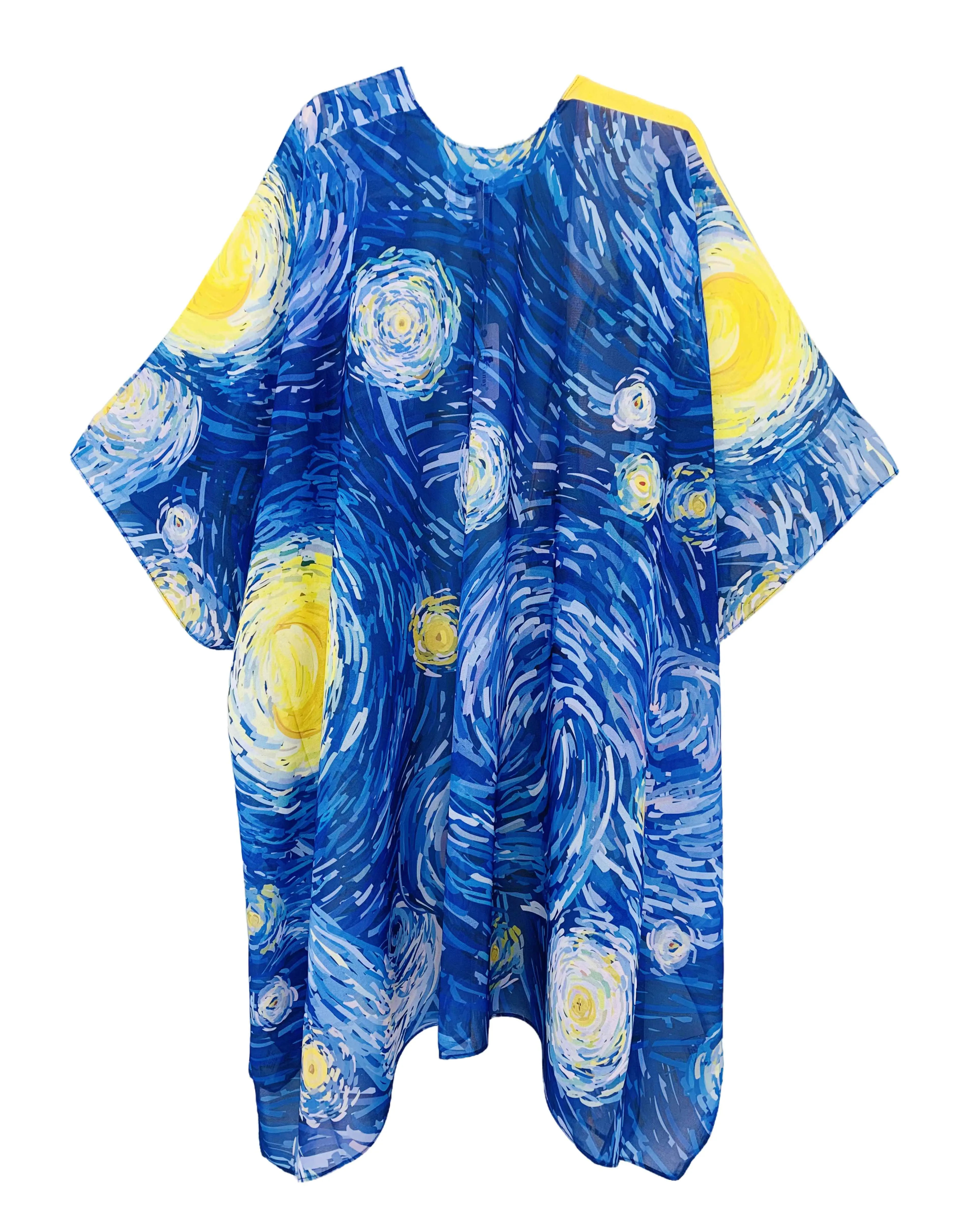 JC071024 Blue-Yellow Iris & Starry Night Kimono