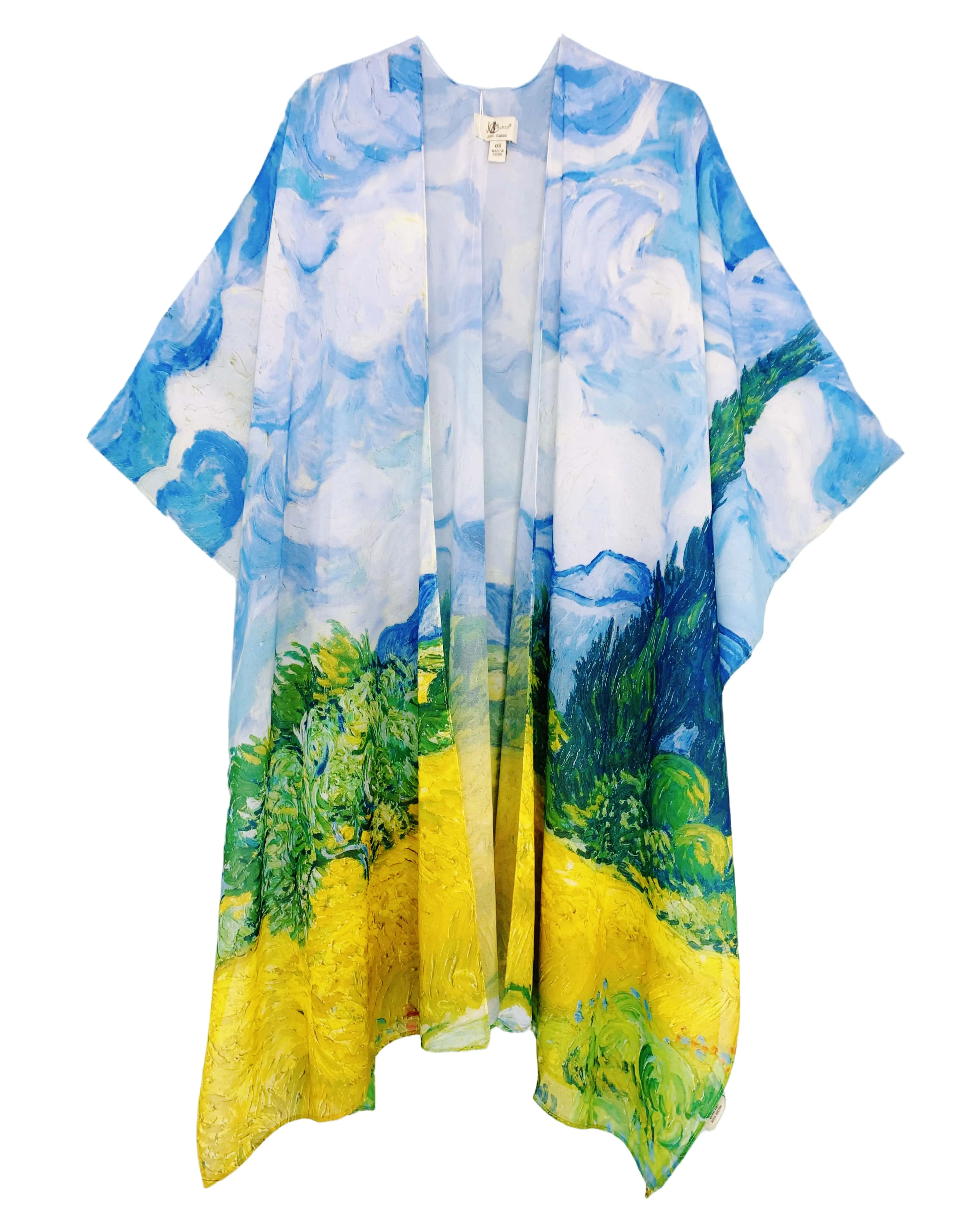 JC071026 Blue-Yellow Wheat Field Kimono