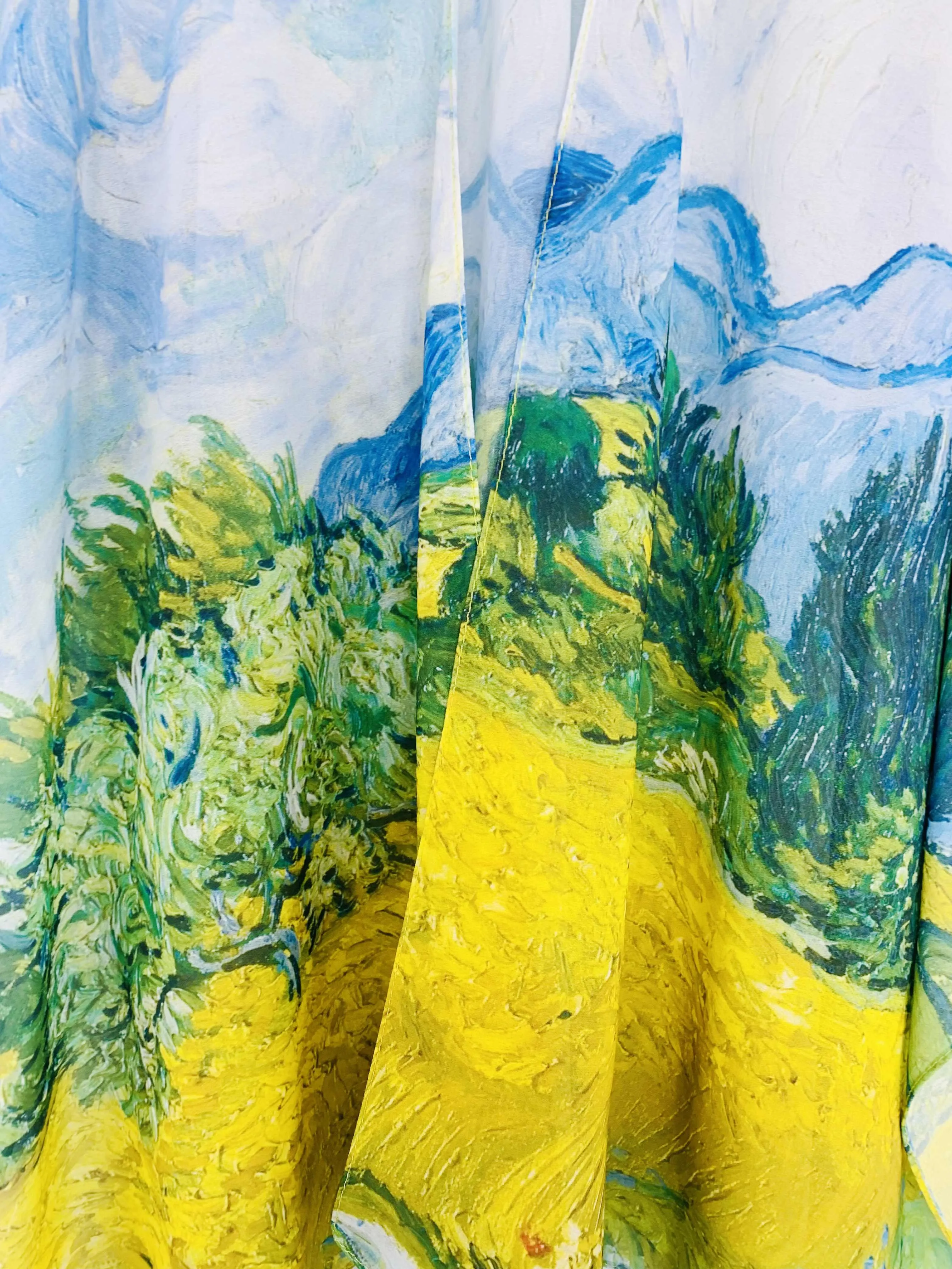 JC071026 Blue-Yellow Wheat Field Kimono