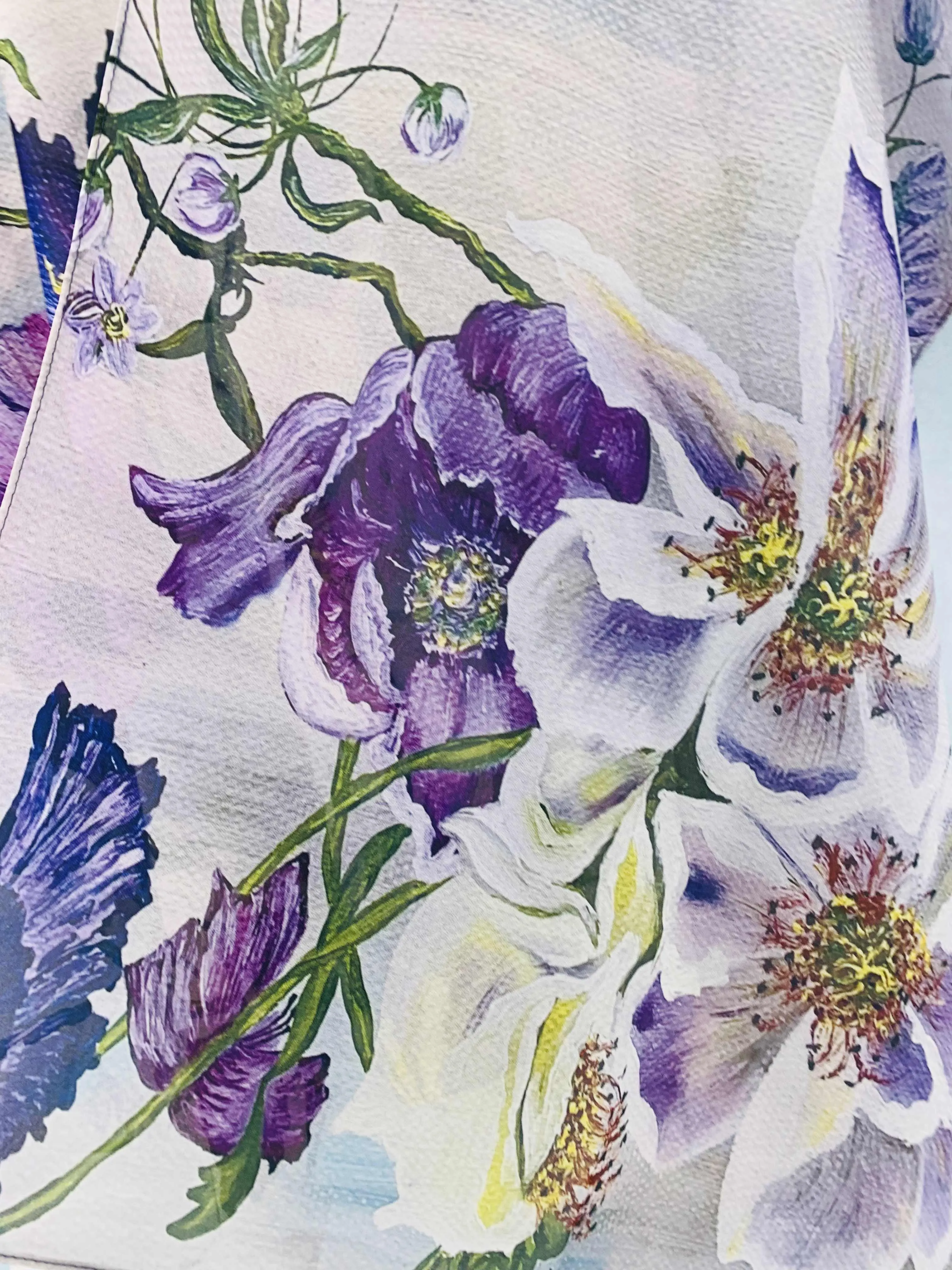 JC071027 Purple-Blue Floral Artwork Kimono
