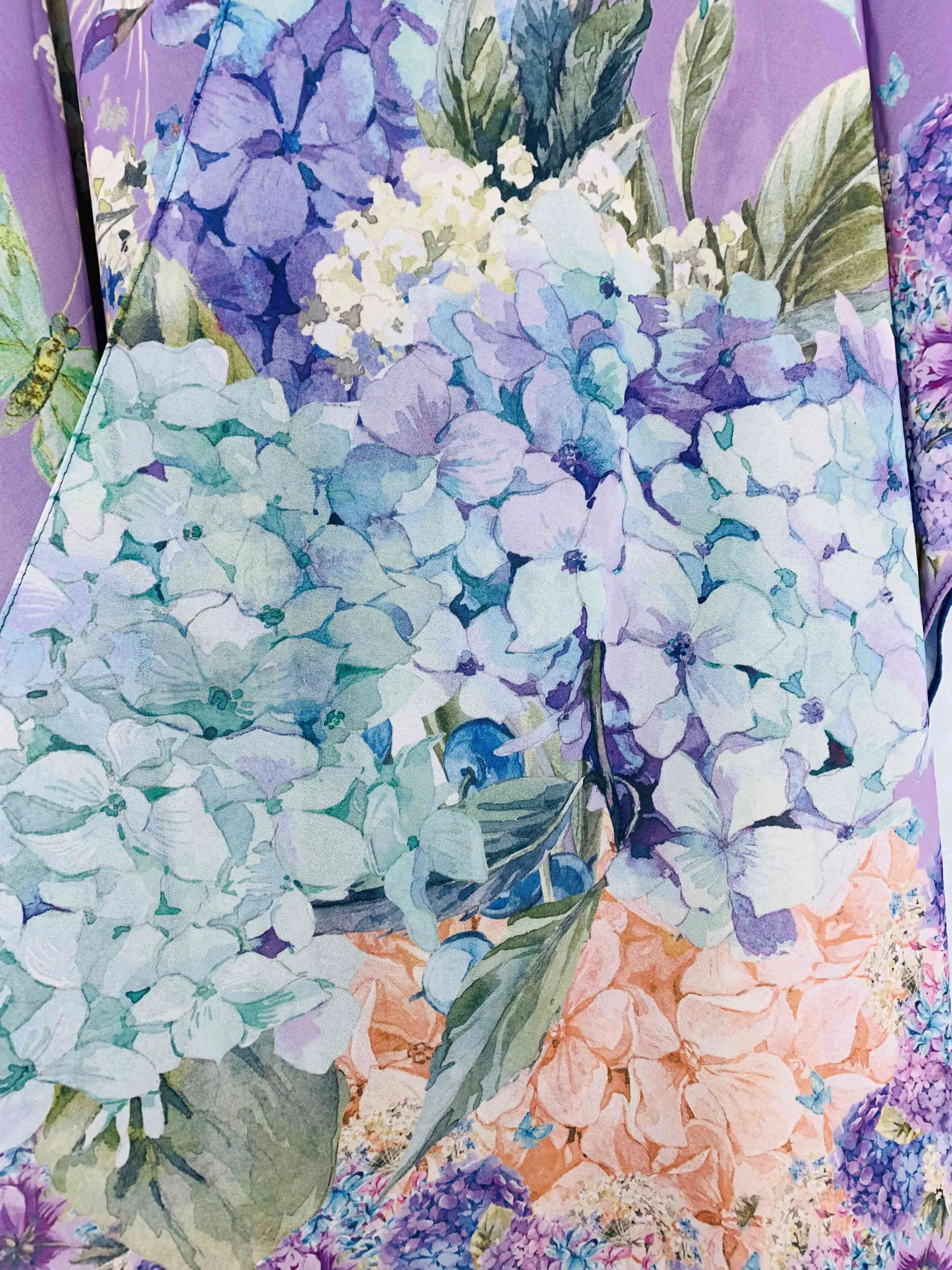 JC071033 Purple Hydrangea Chiffon Kimono