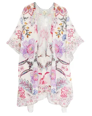 JC071215 Pink-Multi Paisley Floral Kimono