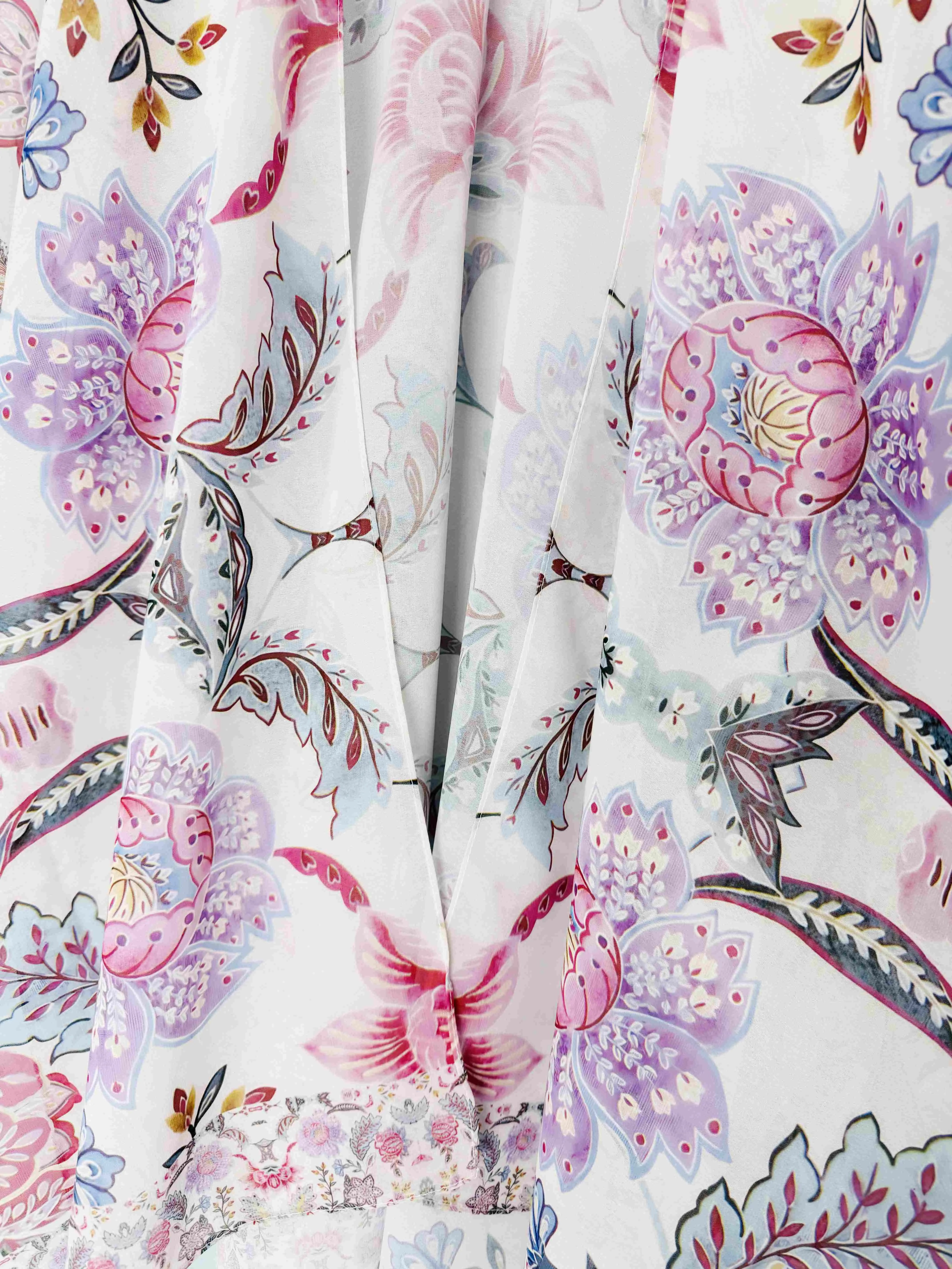 JC071215 Pink-Multi Paisley Floral Kimono