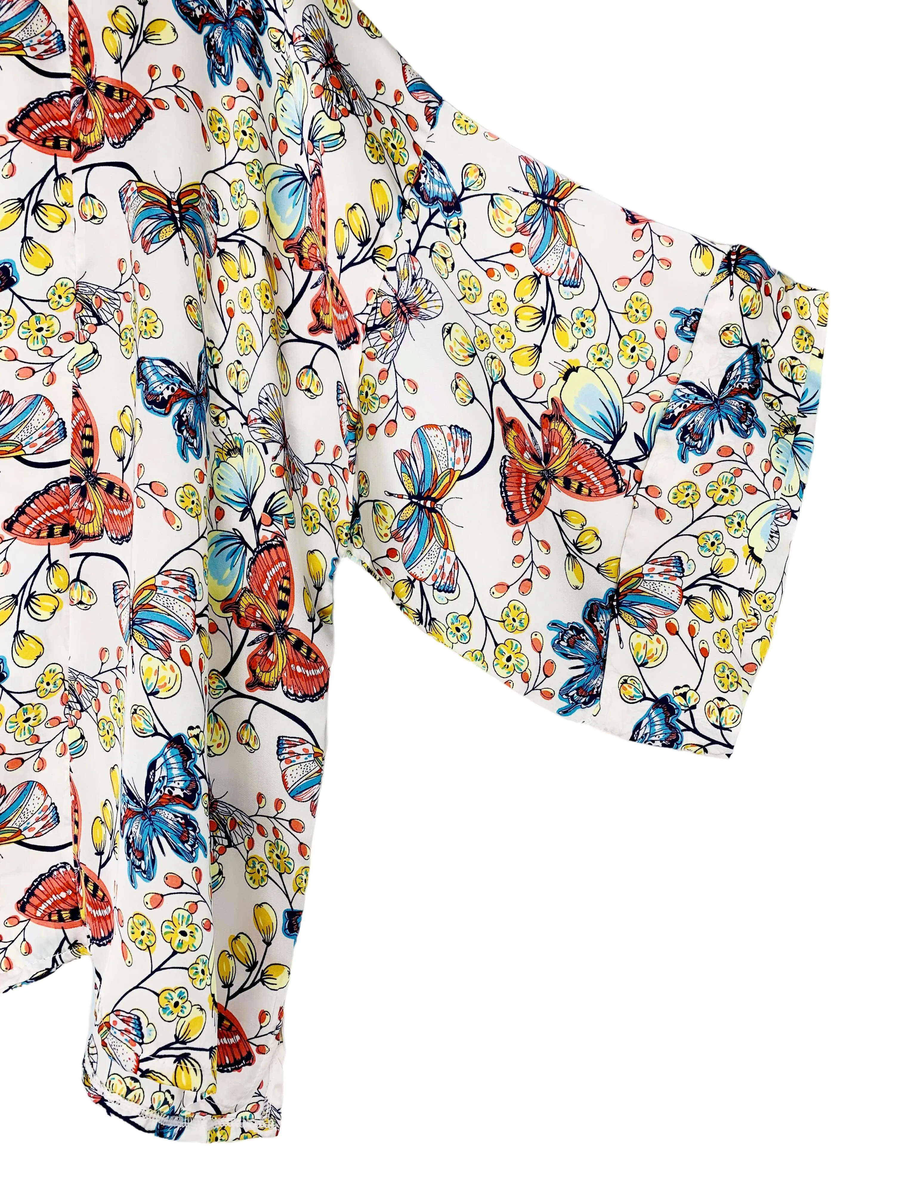 JC083378-3 White-Multi Sleeve-Detailed Butterfly Kimono