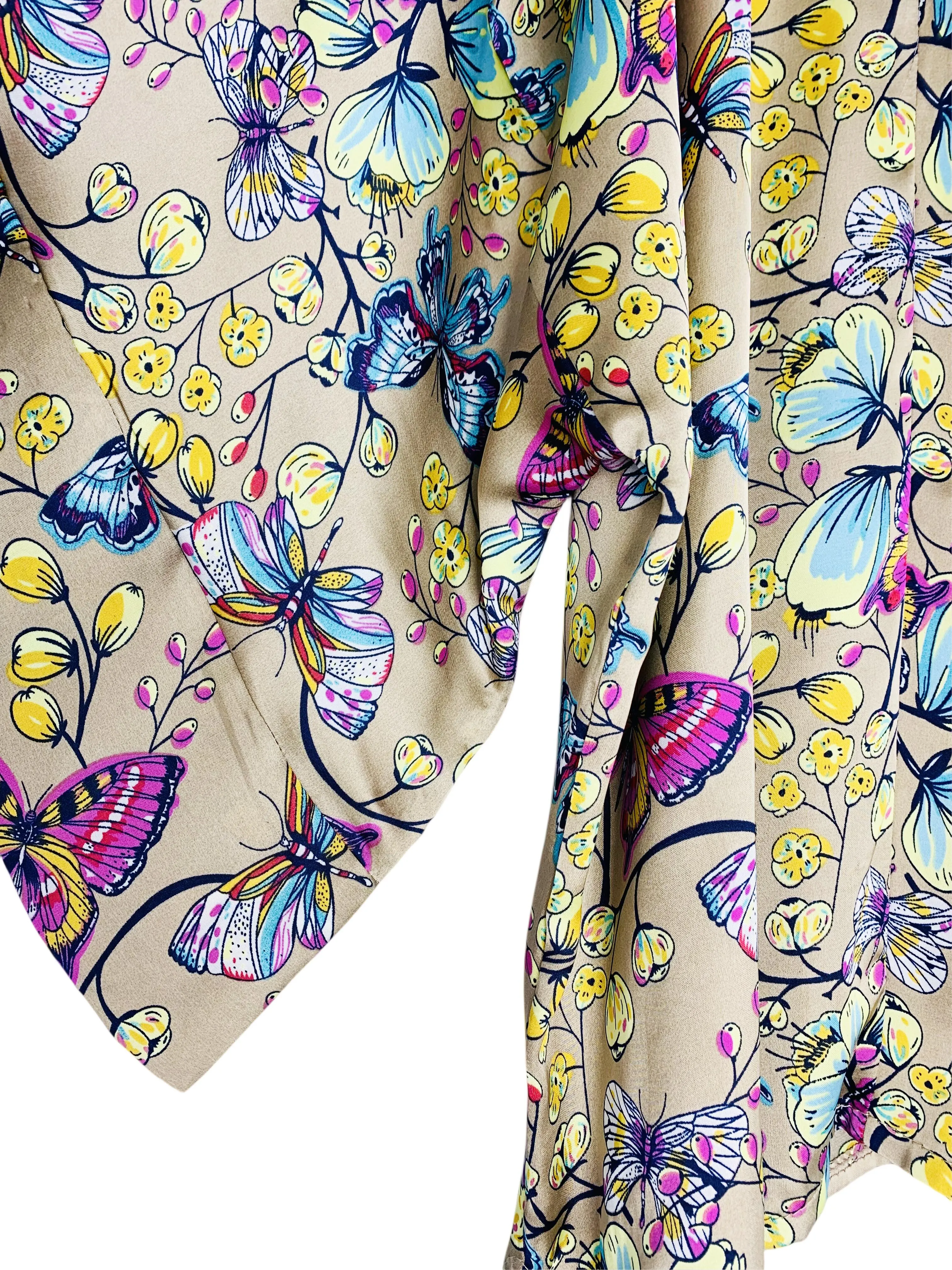 JC083378-4 Taupe-Multi Sleeve-Detailed Butterfly Kimono