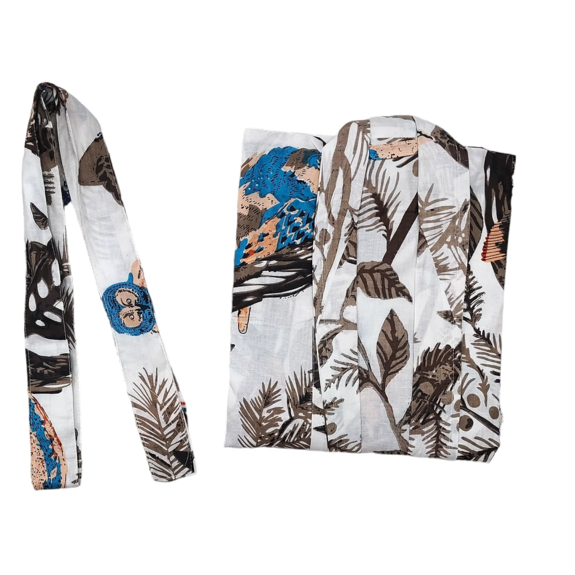 Kimono Bath Robes/ Night Suit - Owl Family Brown