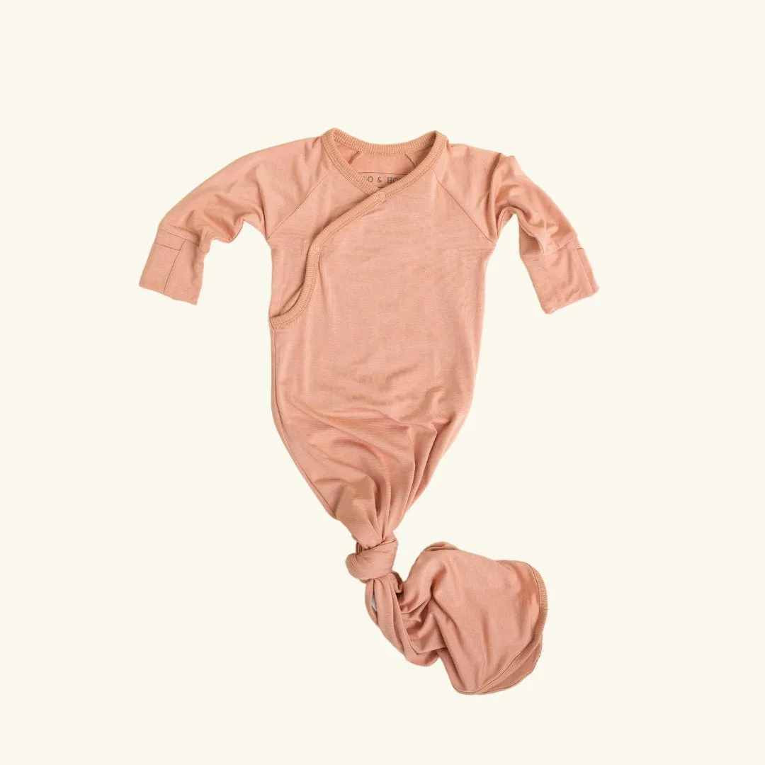 Kimono Knotted Baby Gown - Bamboo Long Sleeve - Sirocco