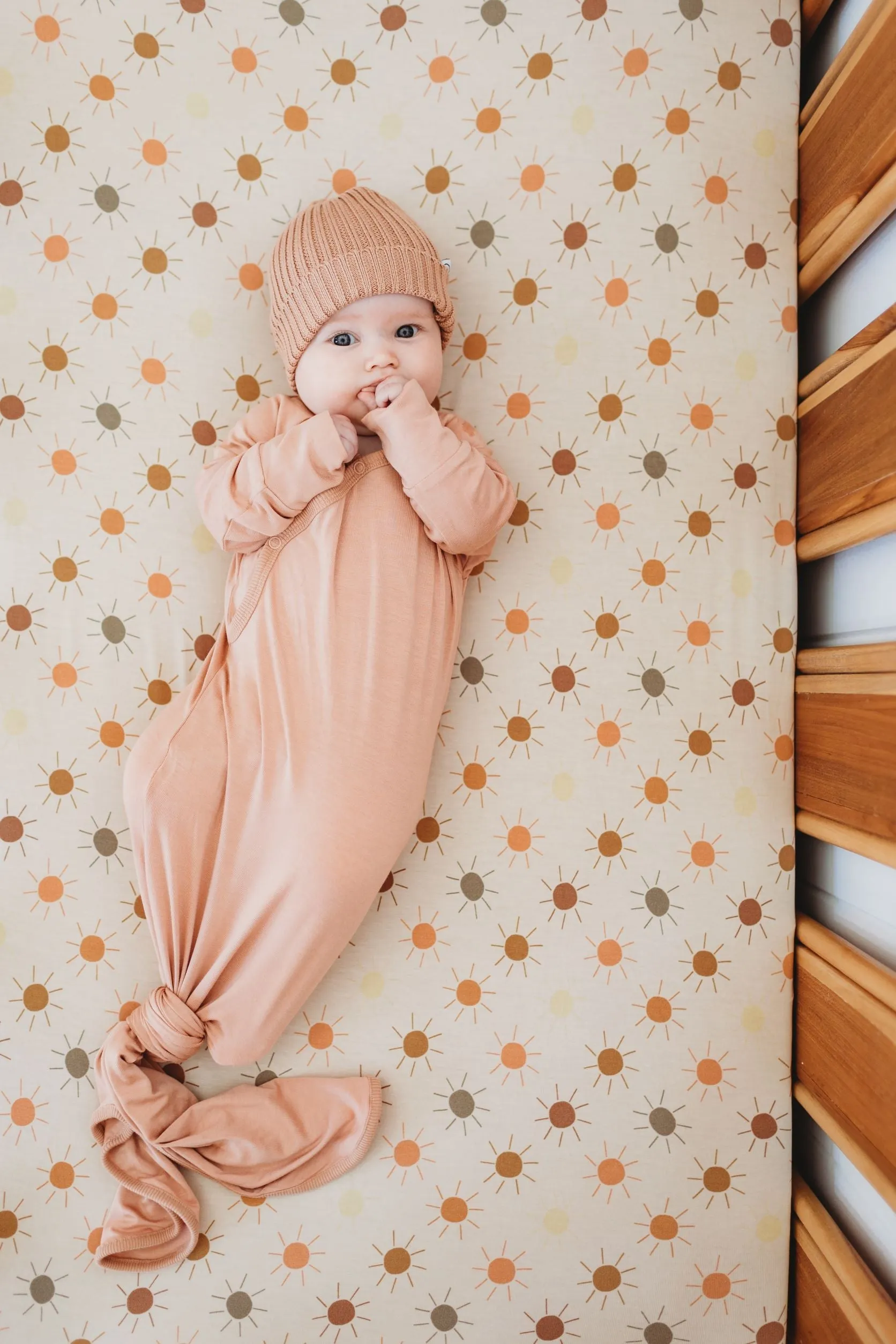 Kimono Knotted Baby Gown - Bamboo Long Sleeve - Sirocco