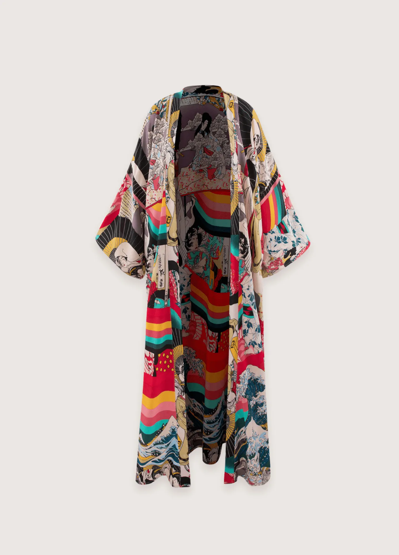 Kimono long à imprimé japonais