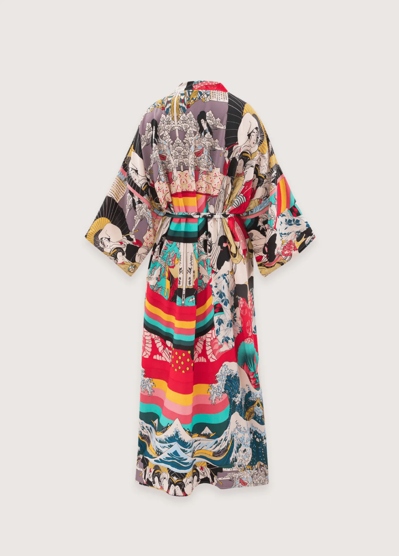 Kimono long à imprimé japonais