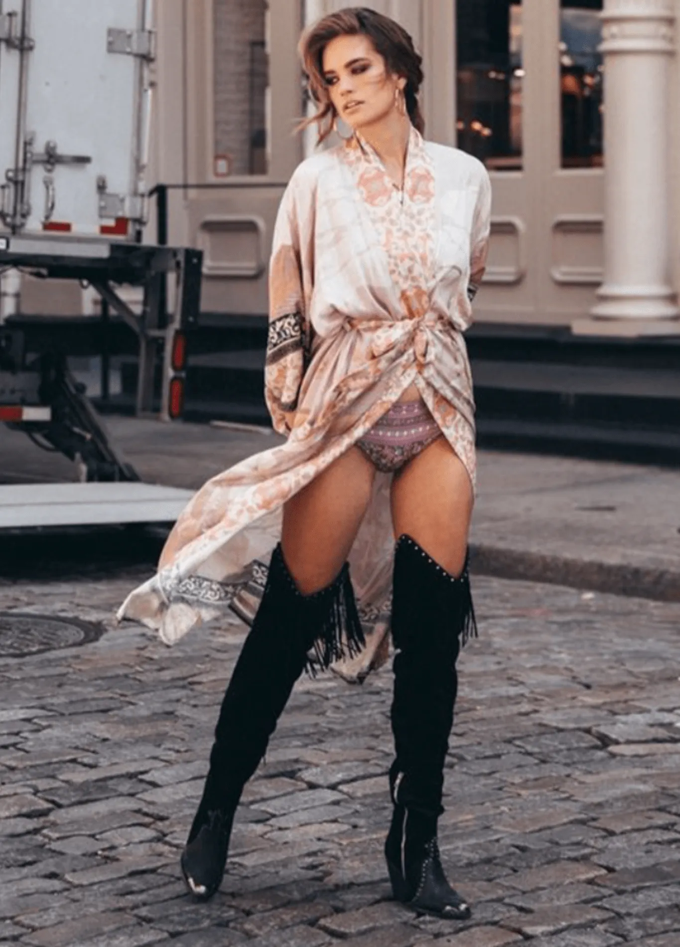 Kimono long | Rose Bohème
