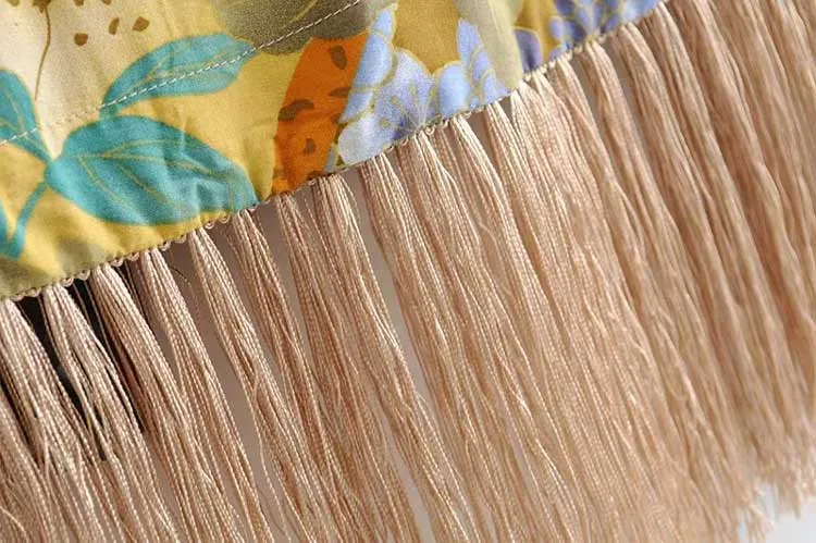 Kimono Mini Dress with Tassels