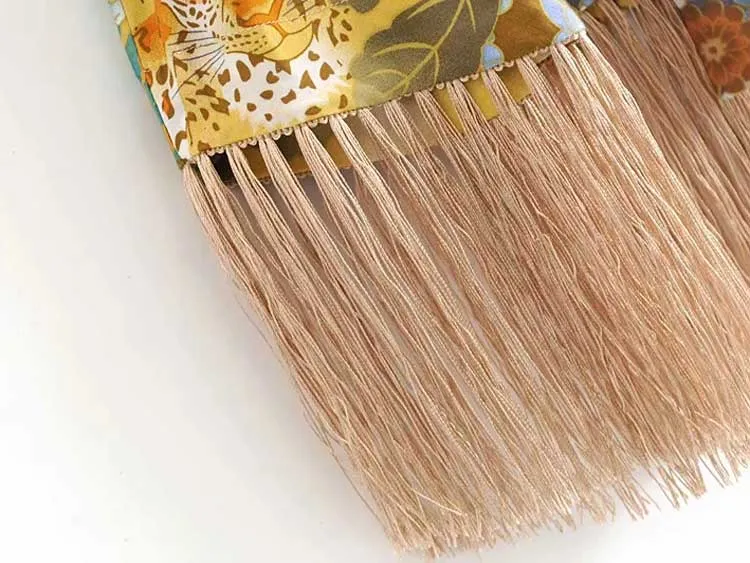 Kimono Mini Dress with Tassels