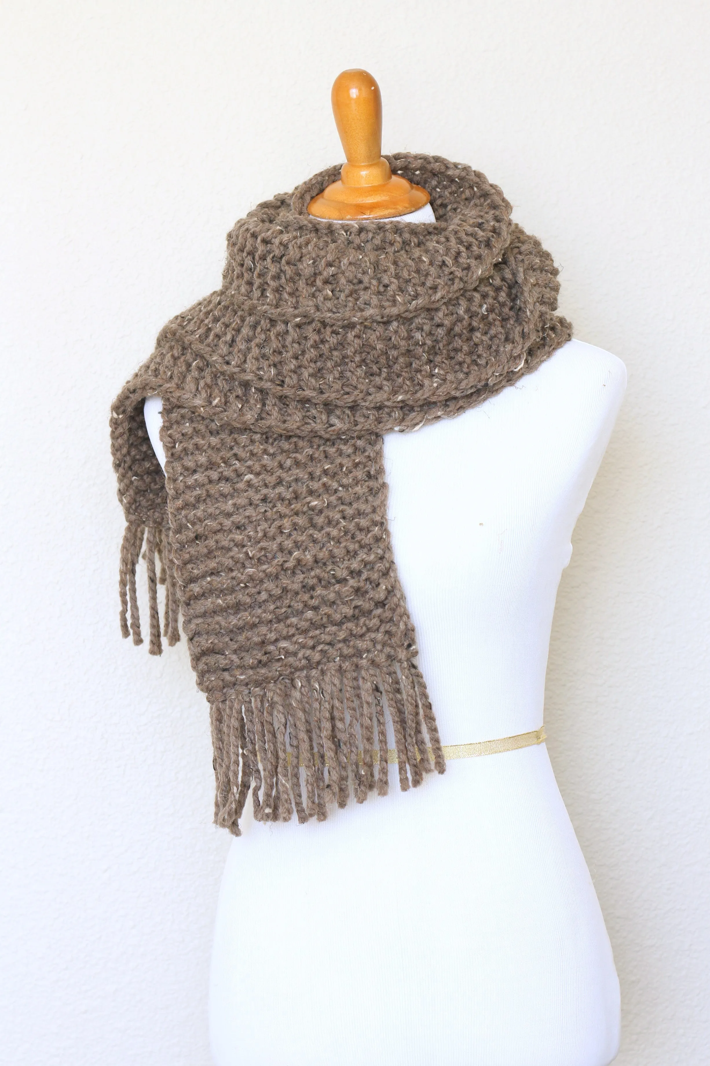 Knit scarf, chunky brown scarf, oversized scarf,  women scarf, men scarf