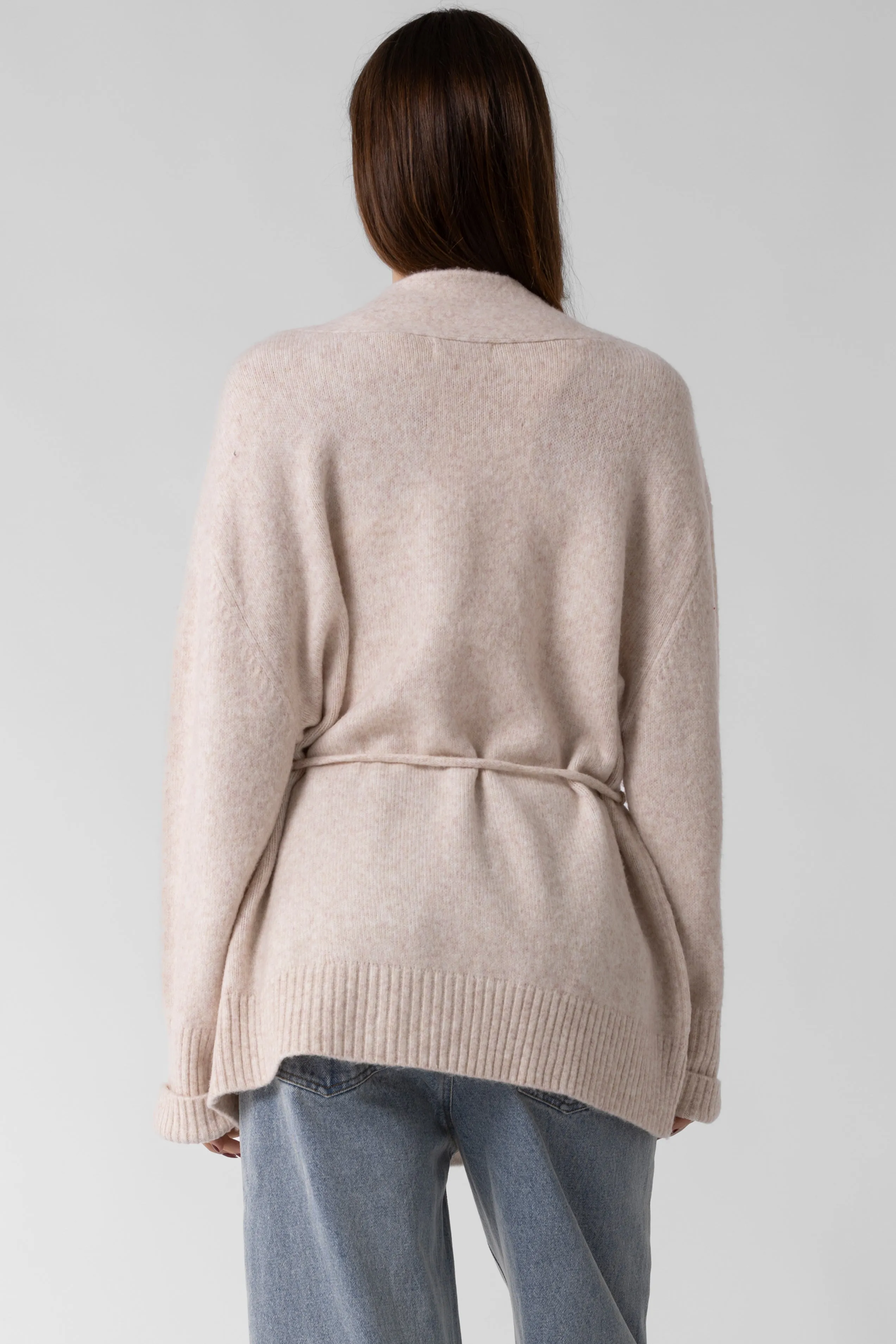Knitted Wool Blend Open Cardigan