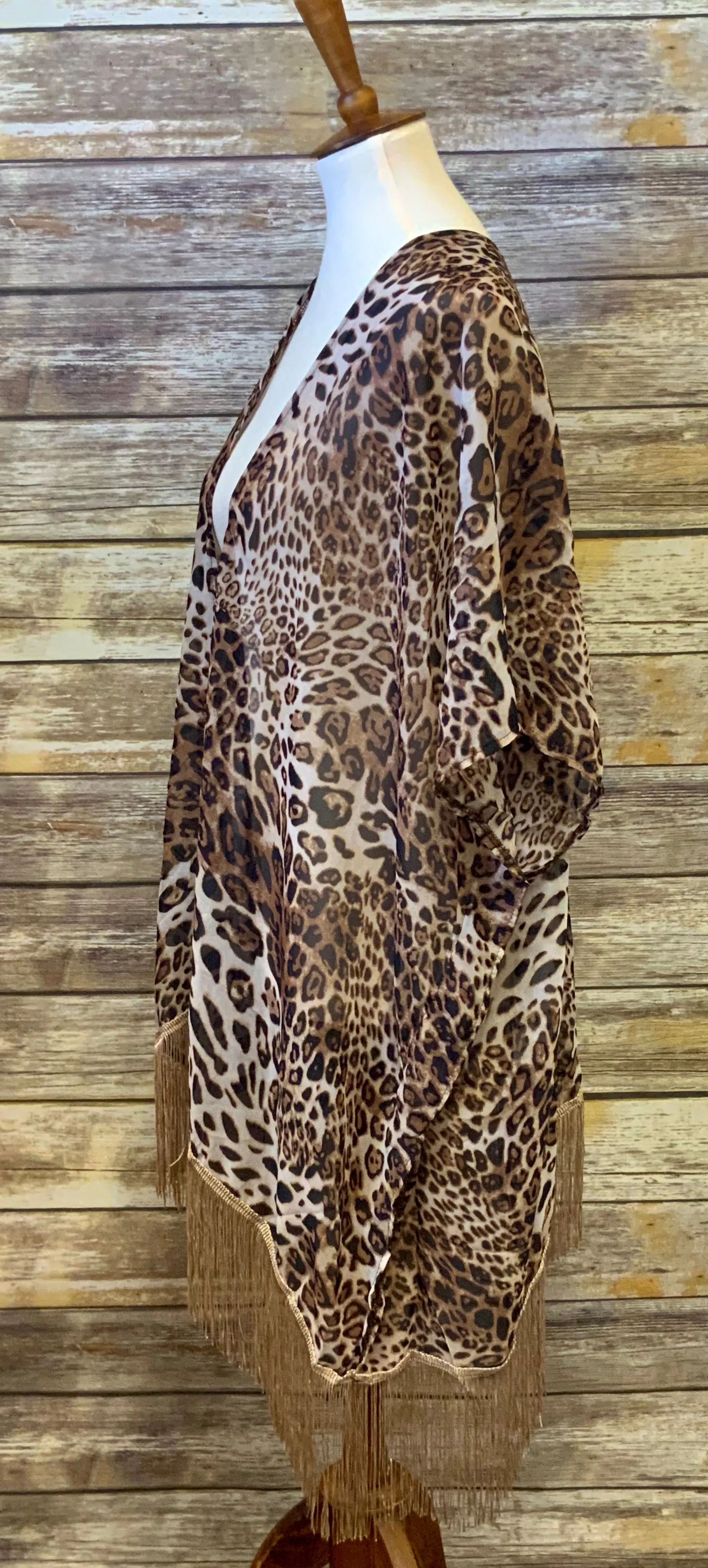 Leopard Print Fringe Tassel Kimono