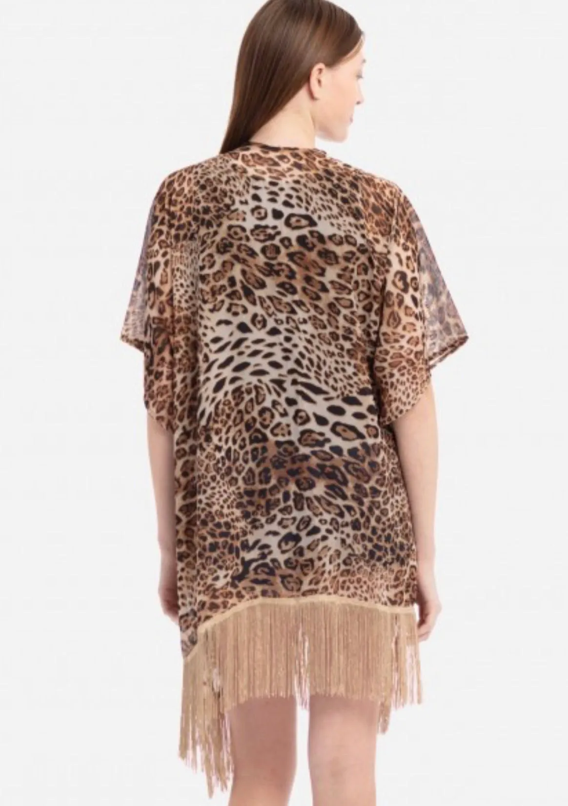 Leopard Print Fringe Tassel Kimono