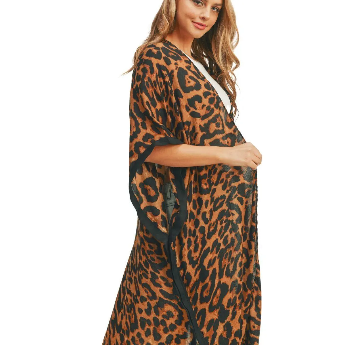 Leopard Print Long Kimono Brown - Upgrade Your Wardrobe Today