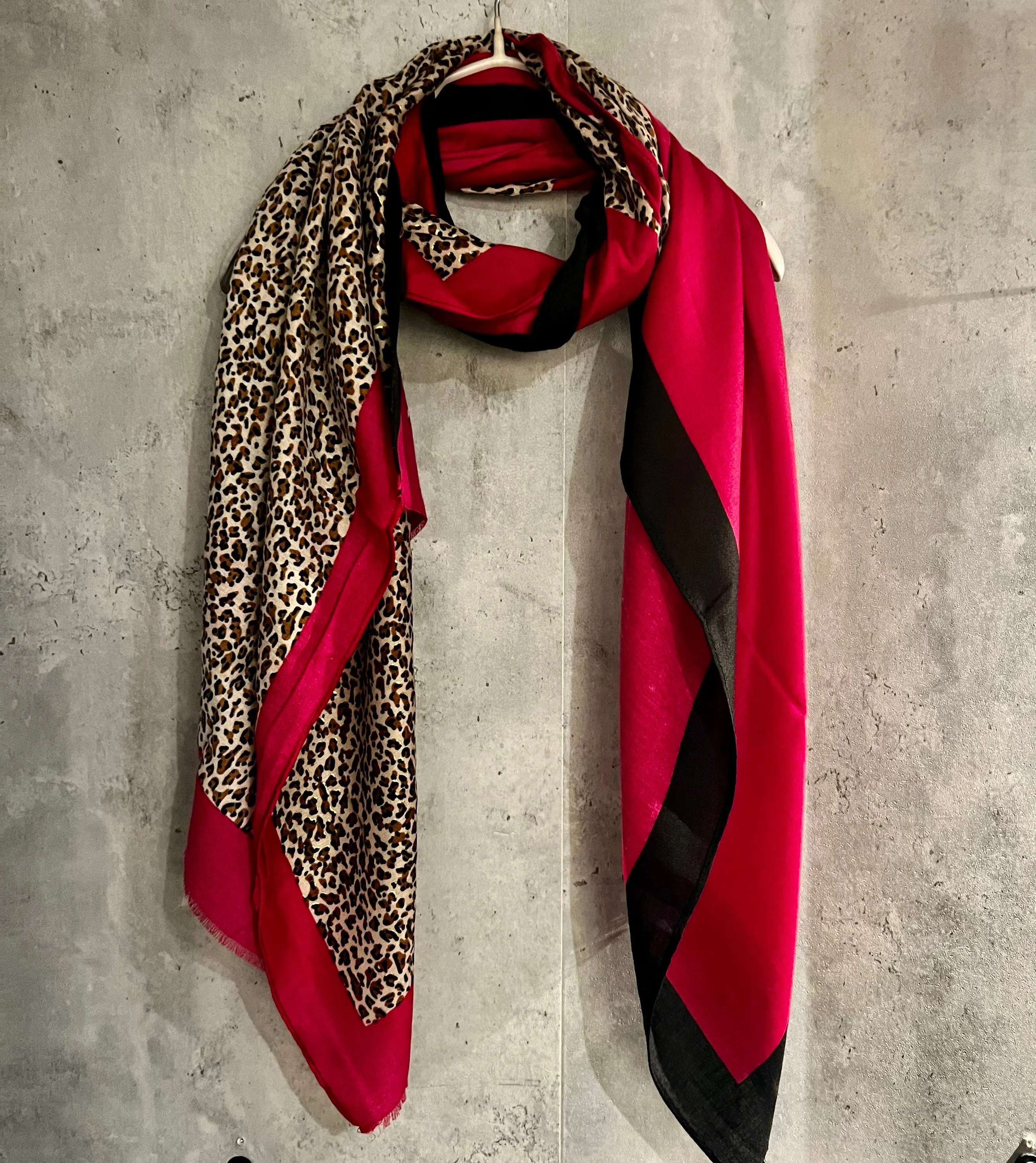 Leopard X Plain Pink Cotton Scarf/Spring Summer Autumn Scarf/Gifts For Mum/Gifts For Her/Gifts For Birthday Christmas/UK Seller