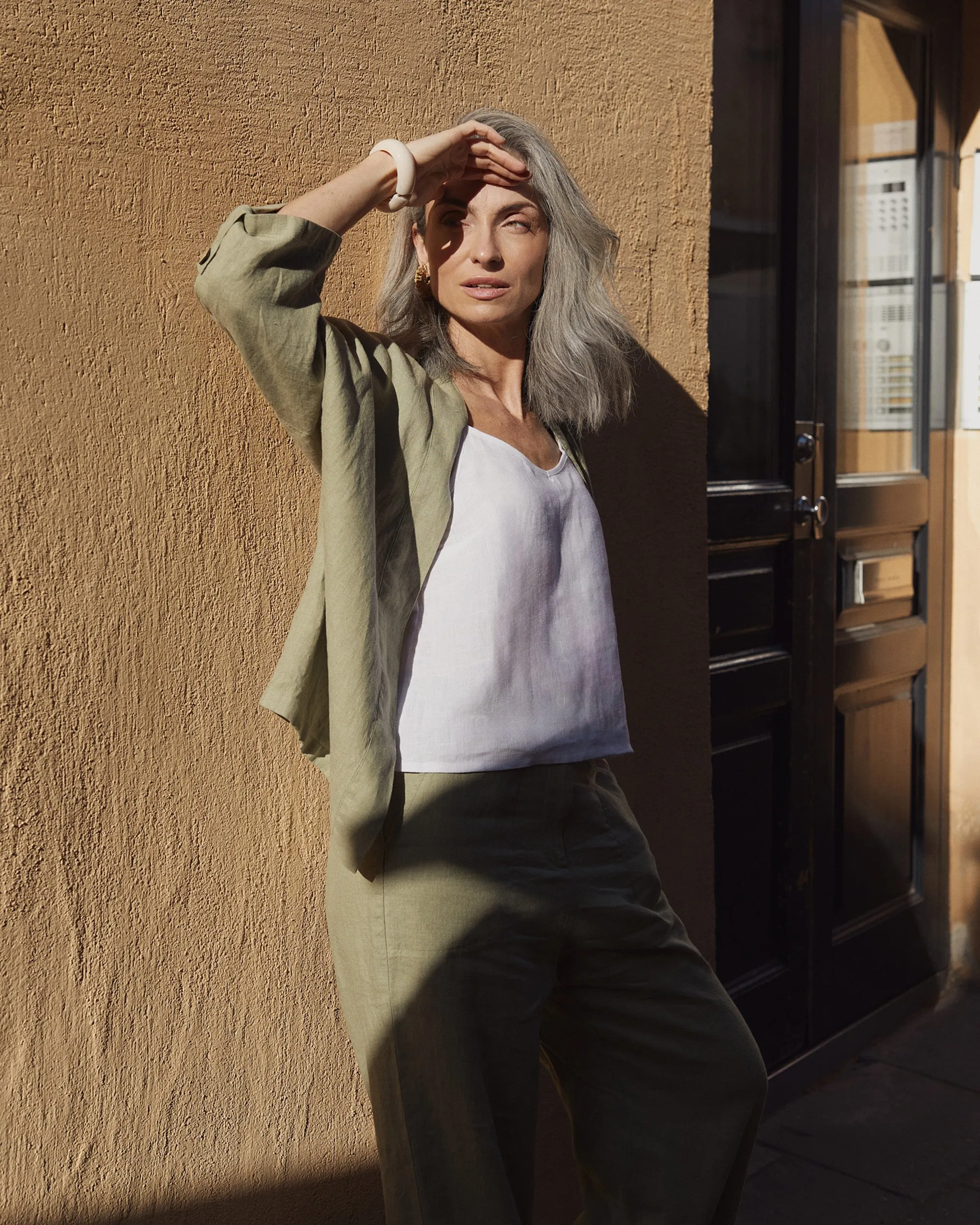 Linen kimono jacket BANOS in Sage
